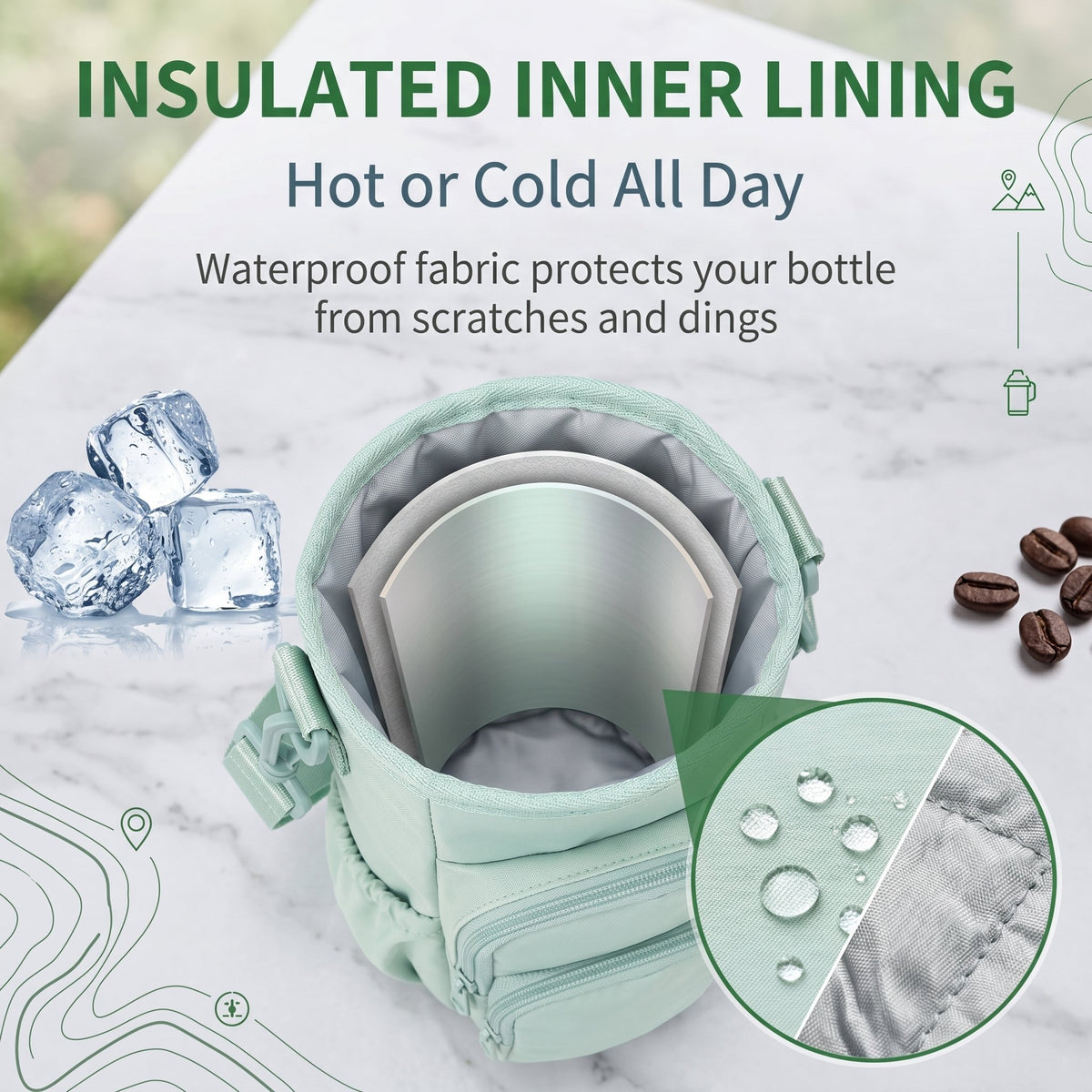 🔥 Water Bottle Carrier Sleeve with Storage Pouch for Walking, Hiking & Picnic