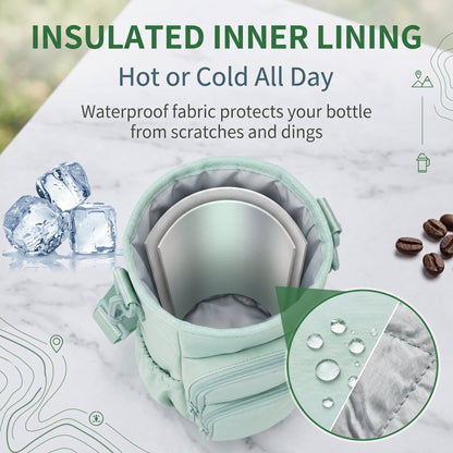 🔥 Water Bottle Carrier Sleeve with Storage Pouch for Walking, Hiking & Picnic