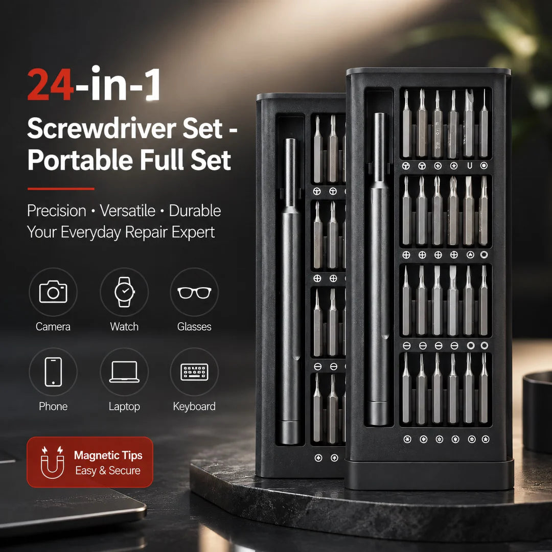 🔧24-in-1 Precision Screwdriver Set – Portable Magnetic Repair Tool Kit