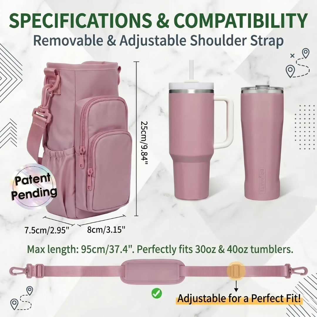 🔥 Water Bottle Carrier Sleeve with Storage Pouch for Walking, Hiking & Picnic