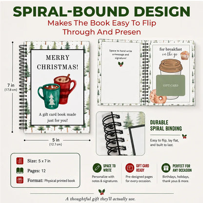 🔥 Christmas Gift Card Book – 12 Gift Card Pages & Personal Message Holder