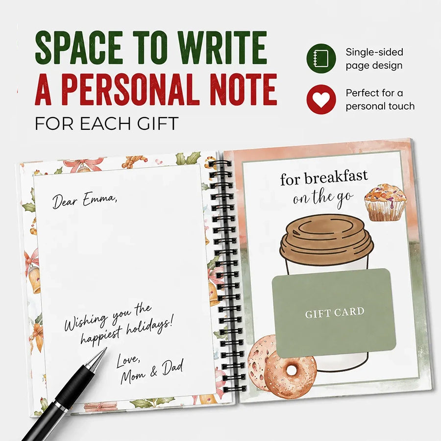 🔥 Christmas Gift Card Book – 12 Gift Card Pages & Personal Message Holder