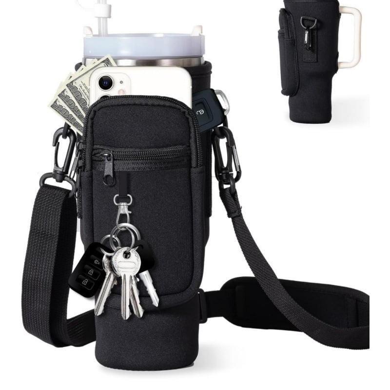 🔥 Water Bottle Carrier Sleeve with Storage Pouch for Walking, Hiking & Picnic